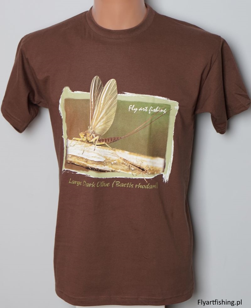 Koszulka wędkarska Jętka Majowa Flyartfishing chocolate t-shirt na prezent dla wędkarza